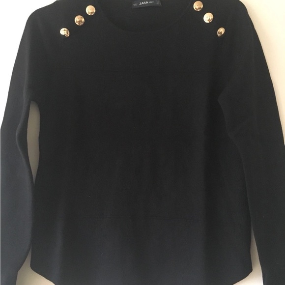 Zara Sweaters - Black Sweater with Gold Button Accents. Size M.